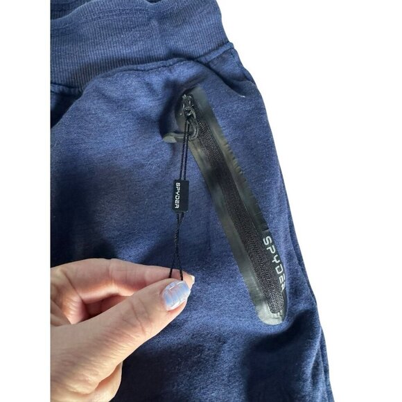 Spyder Men's Sz L Tech Fleece Blue Joggers with Double Bonded Zip Pockets NWOT - Picture 5 of 9